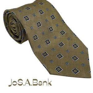 JoS A Bank Gold Black Silk XL Necktie